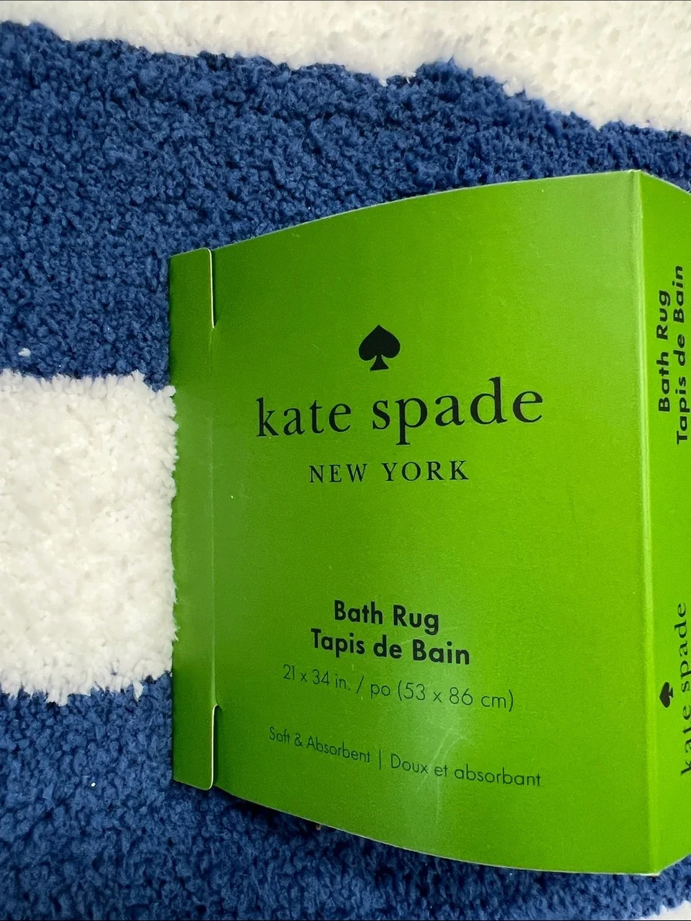 Kate Spade Bath Mat Navy and White Striped Classic Soft Plush 21